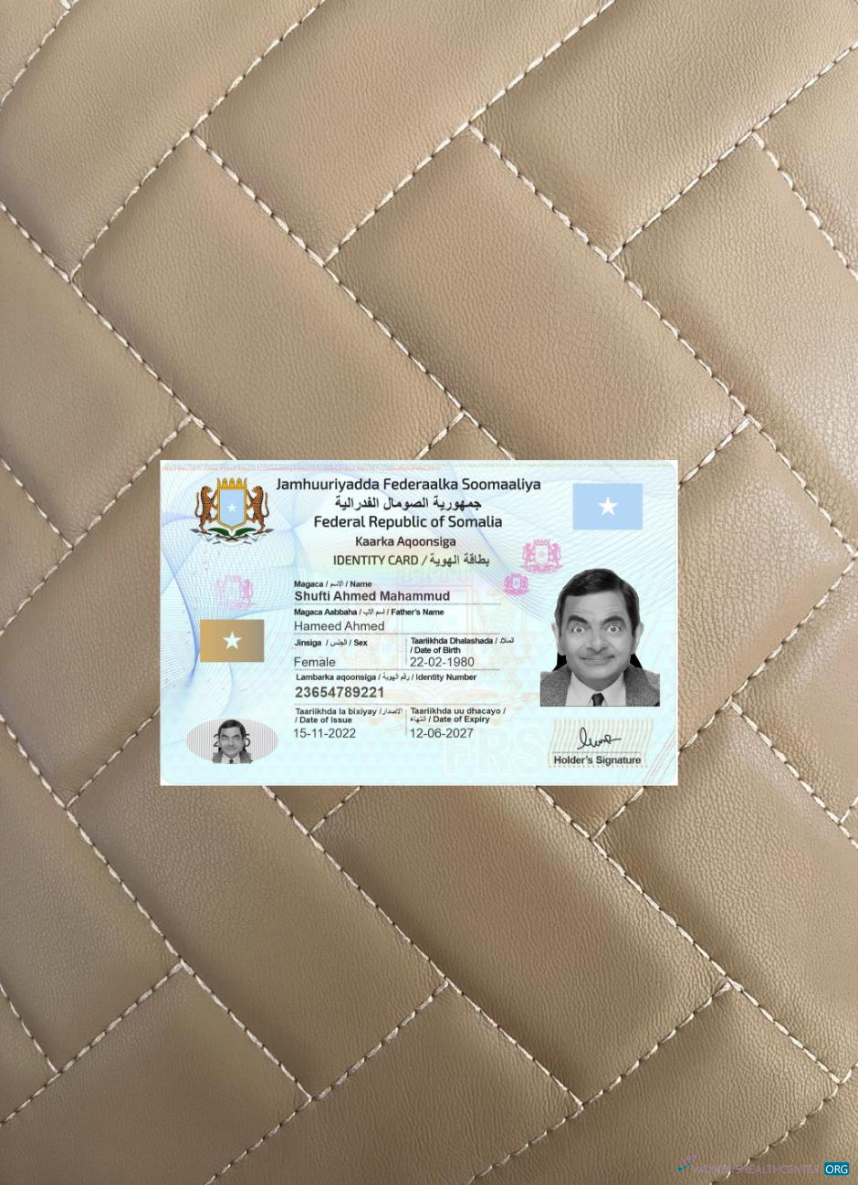 Download Somalia ID card 2022 present photolook front Photoshop template